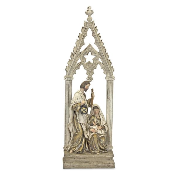 Melrose International Melrose International 80014DS 23.25 in. Resin Holy Family with Arch; Brown & Cream 80014
